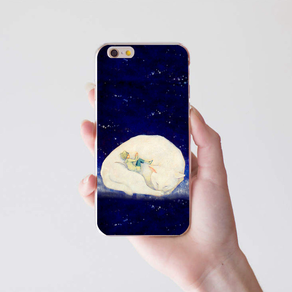 Sleeping Girl Cat Phone Case for Samsung S8 iPhone 8 Redmi Note 2 3 Huawei P9