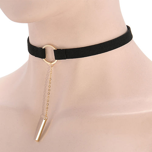 Women Choker Collar Velvet Round Ring Pendant Chain Clavicle Necklace Jewelry