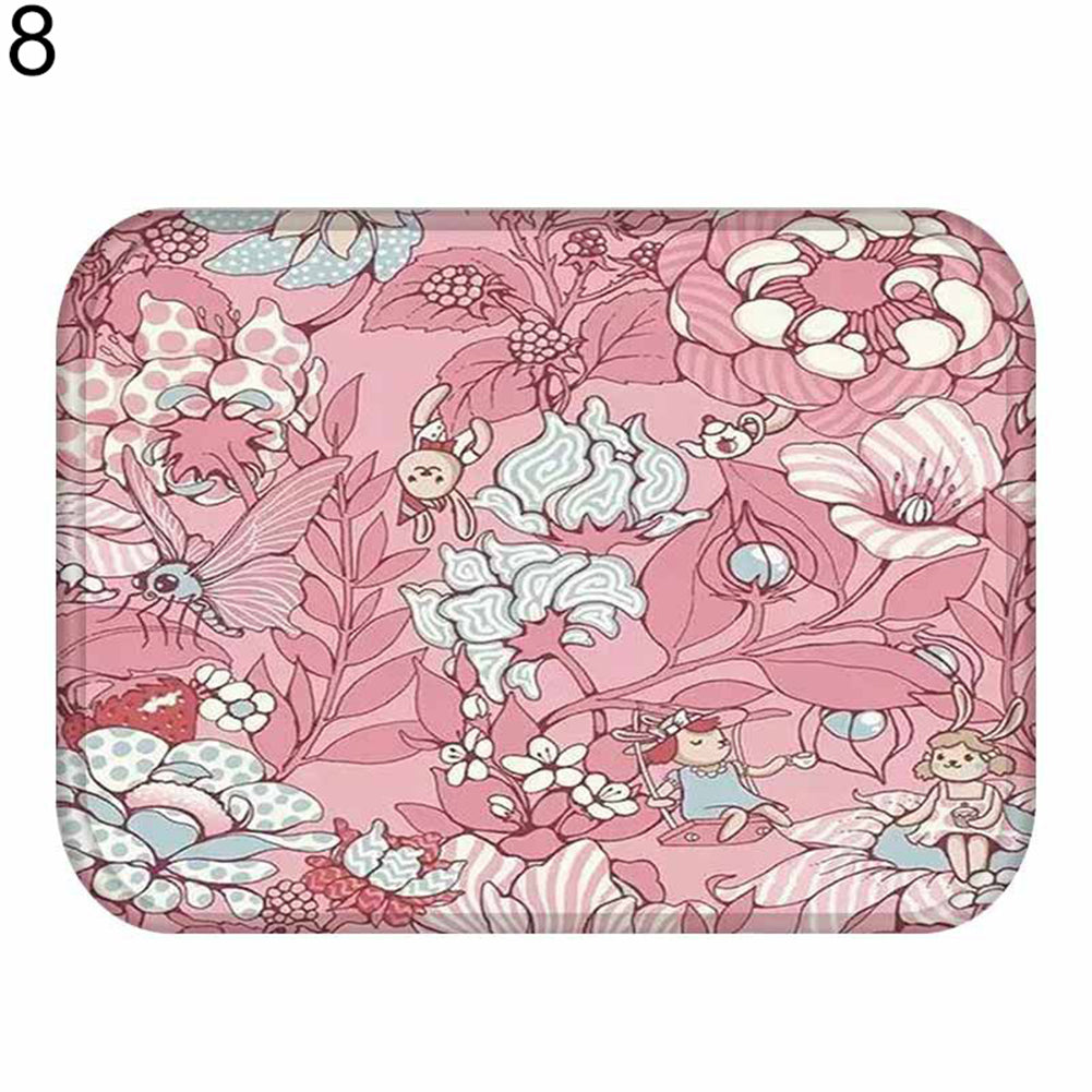40*60cm Living Room Flower Print Rug Doormat Anti-skid Floor Carpet Home Decor