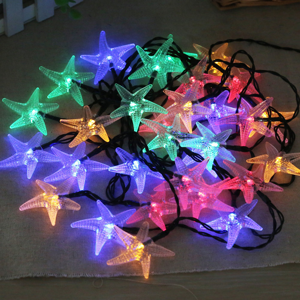 Solar 30 LED Starfish Fairy String Light Outdoor Tree Garden Christmas Decor