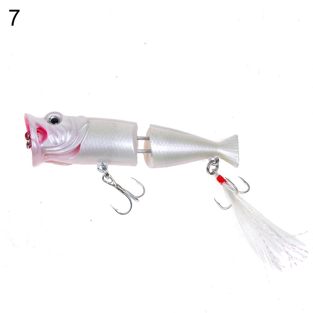 8cm Artificial Bait Bass Crankbait Wobblers Plastic Fishing Lures with Feather