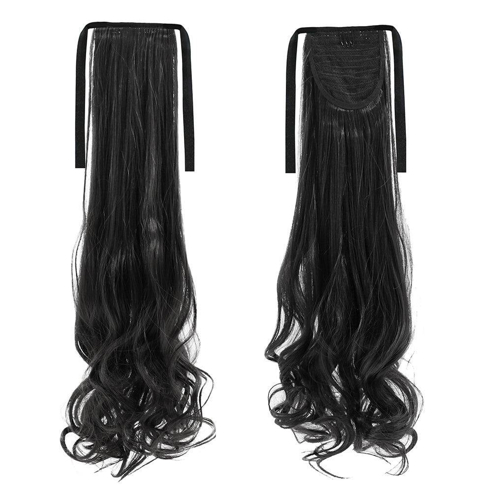 Long Straight Curly Ponytail Hair Extension Wrap Around Ribbon Clip-in Hairpiece