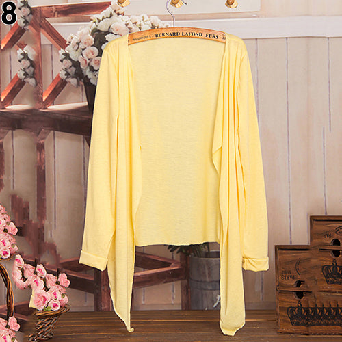 Women Fashion Summer Beach Sunscreen Casual Long Sleeve Cardigan Shawl Coat