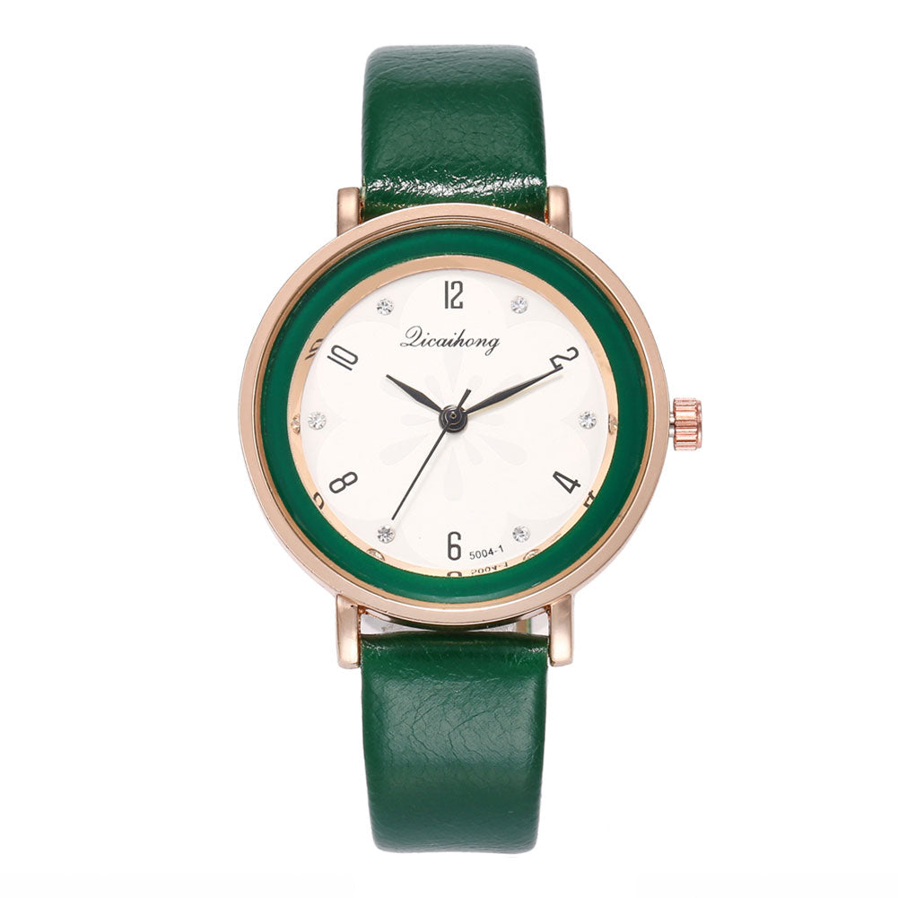 Women Fashion Rhinestone Inlaid Quartz Arabic Numbers Shopping Date Wrist Watch