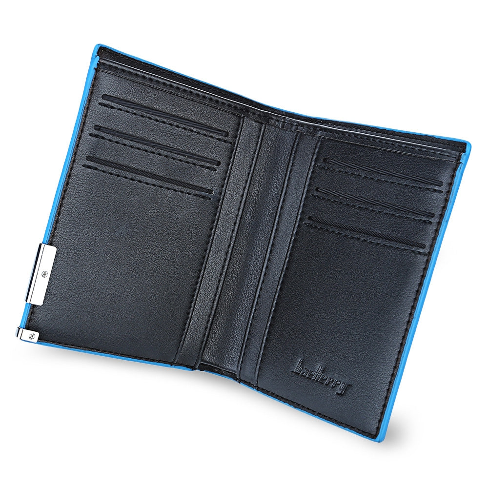 Fashionable Solid Color Men Short Open Cash Photo Card Wallet