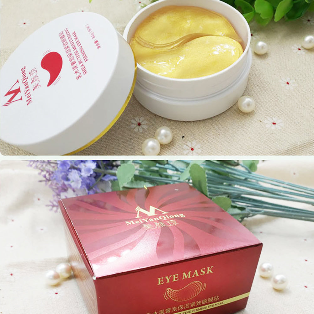 60Pcs/Box Shea Butter Moisturizing Anti-Puffiness Firming Eye Mask Skin Care