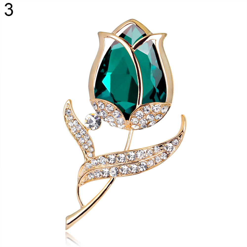 Women Fashion Rose Flower Rhinestone Brooch Pin Wedding Bridal Jewelry Accessory