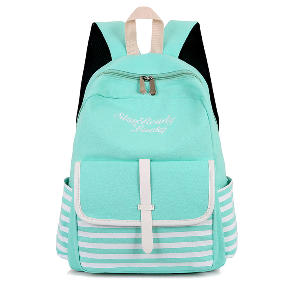 Fashion Backpack Striped Letters Embroidered School Bag Rucksack Shoulders Bag