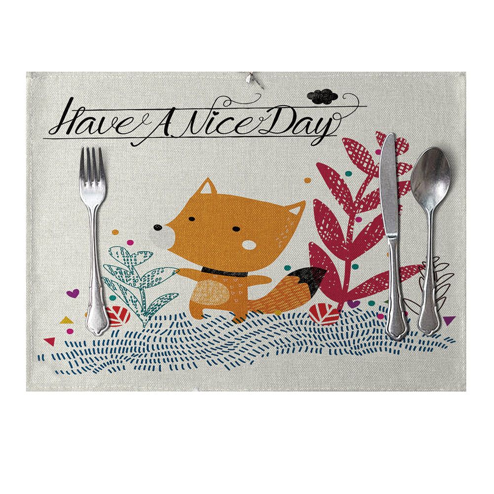 Rectangle Cartoon Animal Printed Heat Insulation Placemat Home Tablewear Pad