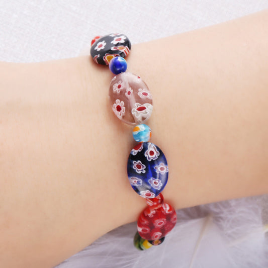 Women Fashion Cherry Flower Floral Colored Glaze Bracelet Bangle Jewelry Gift