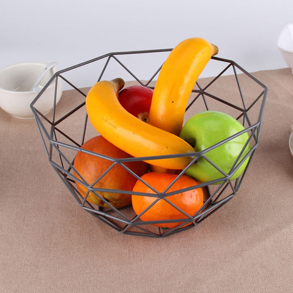 Modern Geometric Wire Basket Fruit Storage Bowl Tableware Display Rack Holder