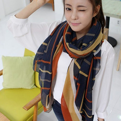 Women Fashion Polyline Voile Winter Autumn Warm Soft Casual Wrap Long Scarf