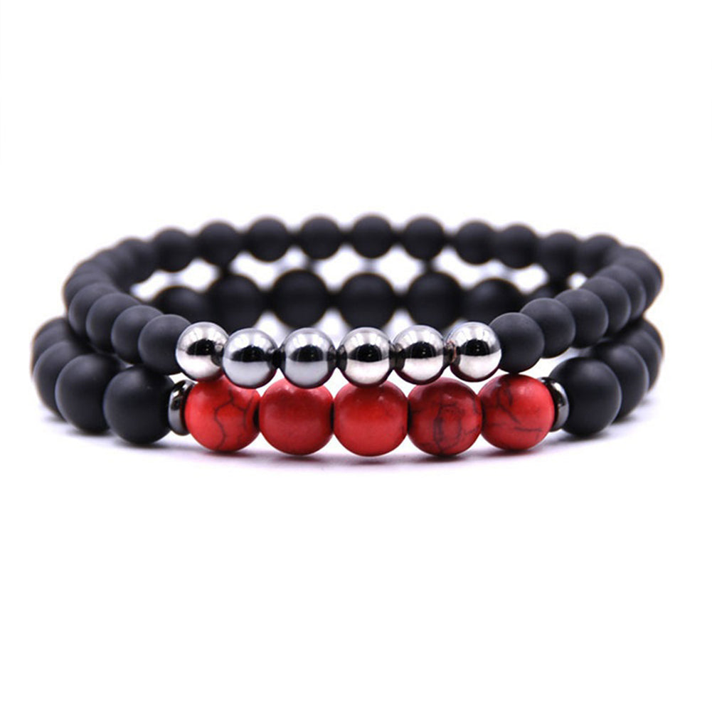 2Pcs Unisex Club Pub Jewelry Fashion Natural Stone Buddha Yoga Bracelets Set