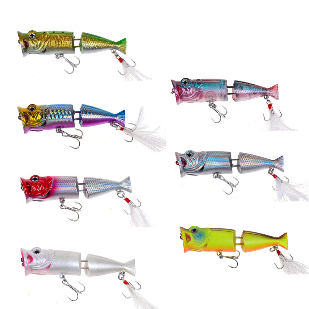 8cm Artificial Bait Bass Crankbait Wobblers Plastic Fishing Lures with Feather