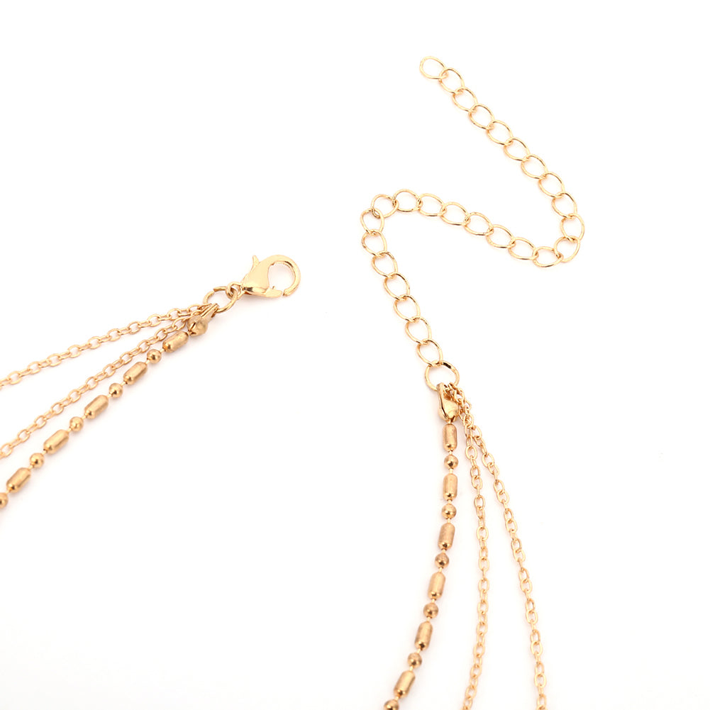 Women Fashion Multilayer Shark's Tooth Pattern Necklaces Chain Choker Jewelry