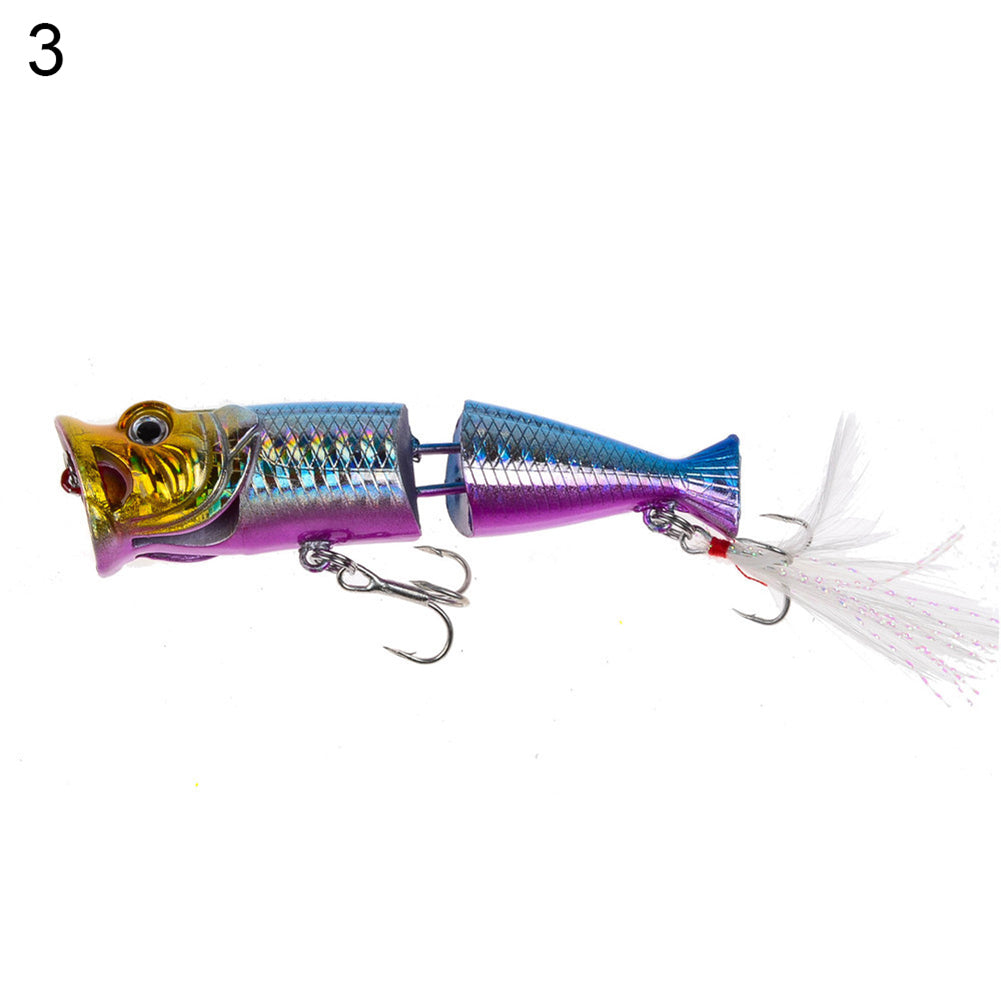 8cm Artificial Bait Bass Crankbait Wobblers Plastic Fishing Lures with Feather