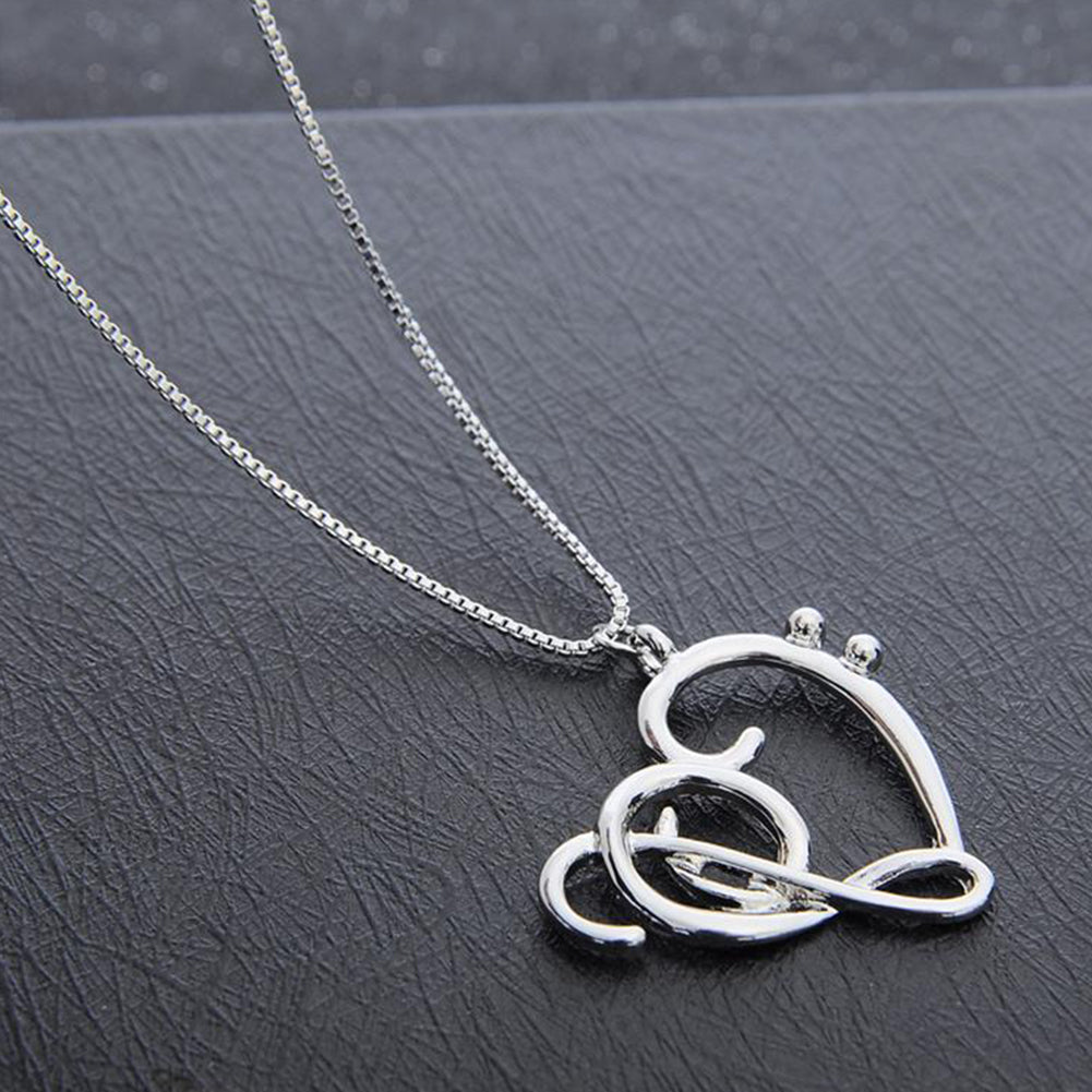 Fashion Women Simple Musical Note Heart Pendant Box Chain Necklace Jewelry Gift