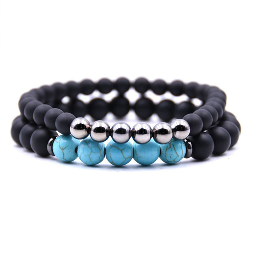 2Pcs Unisex Club Pub Jewelry Fashion Natural Stone Buddha Yoga Bracelets Set