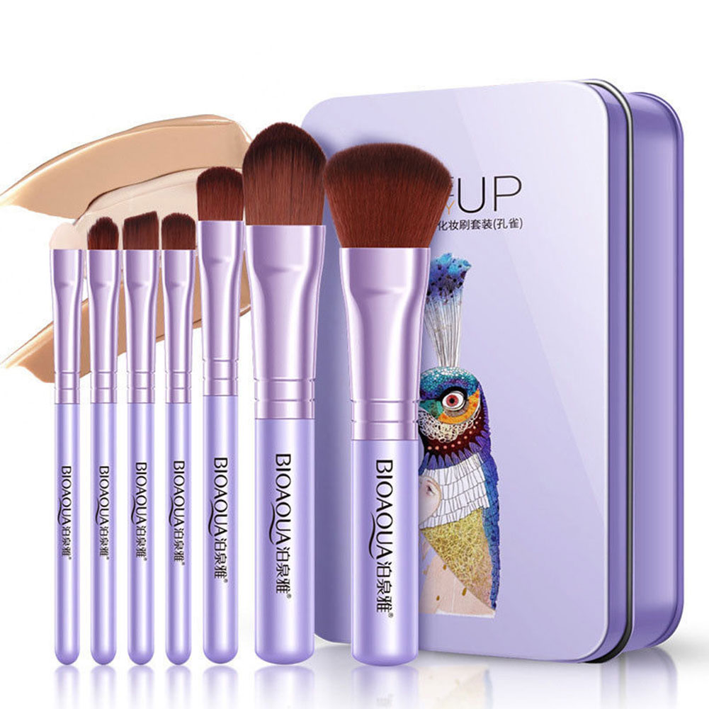 7Pcs Makeup Brushes Set Eye Lip Face Foundation Soft Fiber Hair Cosmetic Tool