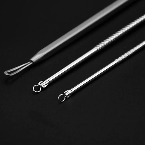 3 Pcs Stainless Steel Blackhead Comedone Blemish Acne Extractor Remover Tool Set