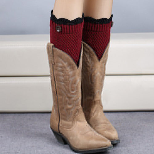 Women Crochet Knitted Lace Trim Boot Cuffs Toppers Leg Warmers Winter Socks