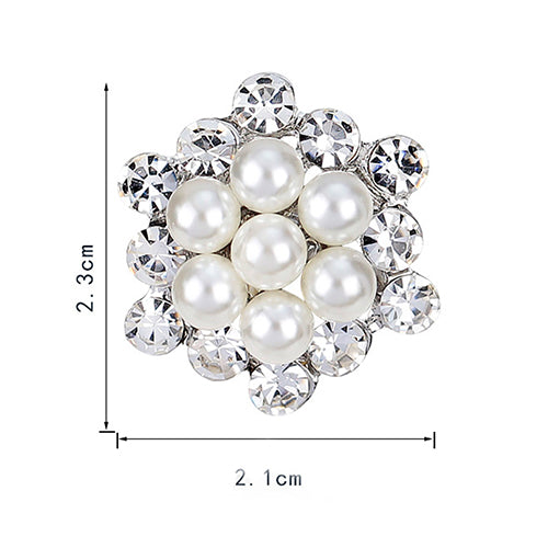 Women Elegant Rhinestone Faux Pearl Flower Wedding Bridal Scarf Brooch Pin