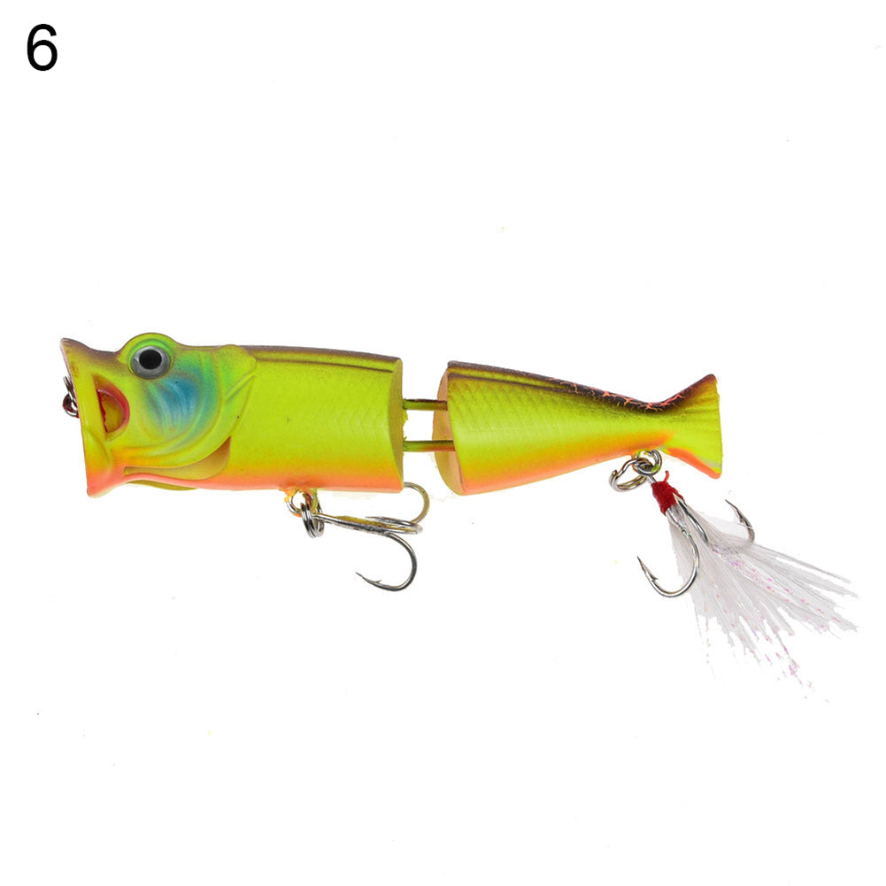 8cm Artificial Bait Bass Crankbait Wobblers Plastic Fishing Lures with Feather