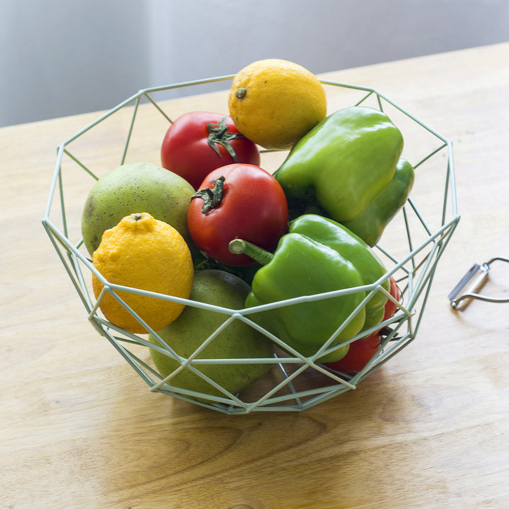Modern Geometric Wire Basket Fruit Storage Bowl Tableware Display Rack Holder