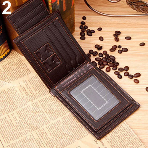 Men's Faux Leather Bifold Credit Card Slots Wallet