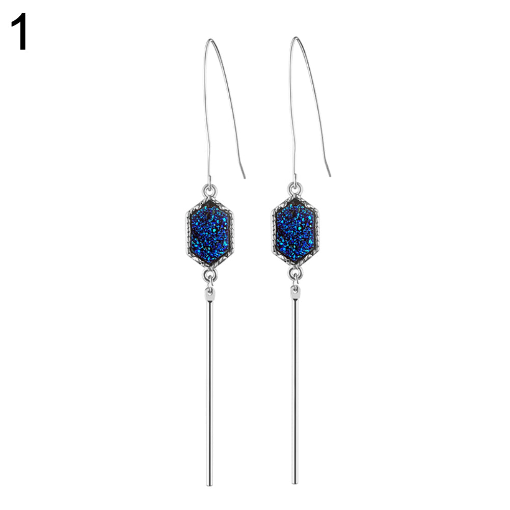 Women Fashion Geometric Tassels Long Dangle Hook Earrings Piercing Jewelry