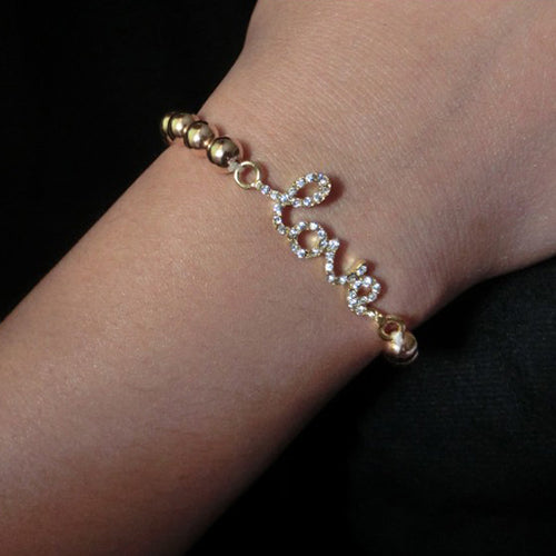 Fashion Women Rhinestone Beaded Cross Love Infinity Stretch Bracelet Chain Gift