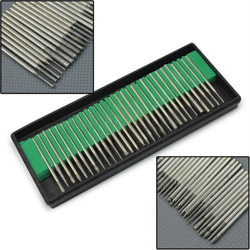 30Pcs Diamond Burr Bits Drill for Glass Stone Engraving Etching Rotary Tool Set