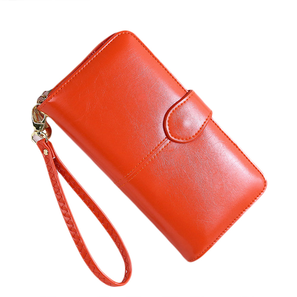 Women Fashion Faux Leather Purse Cash Card Storage Large Capacity Long Wallet