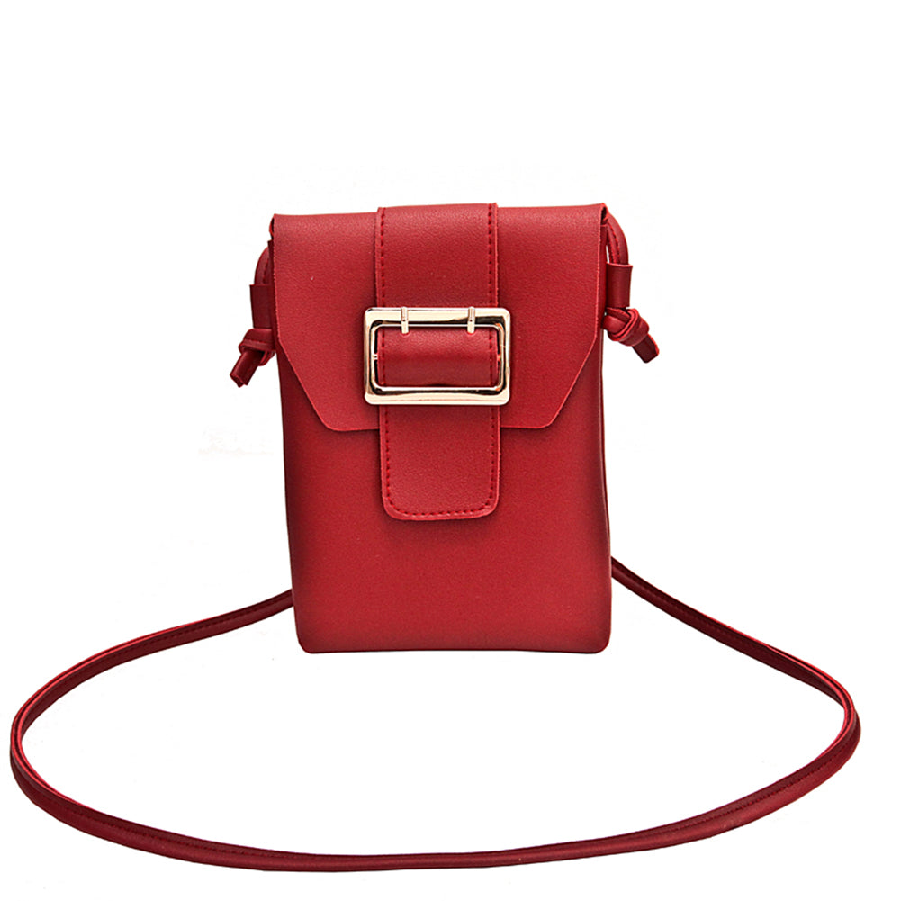 Women Fashion Small Faux Leather Cross Body Bag Shoulder Phone Solid Color Purse