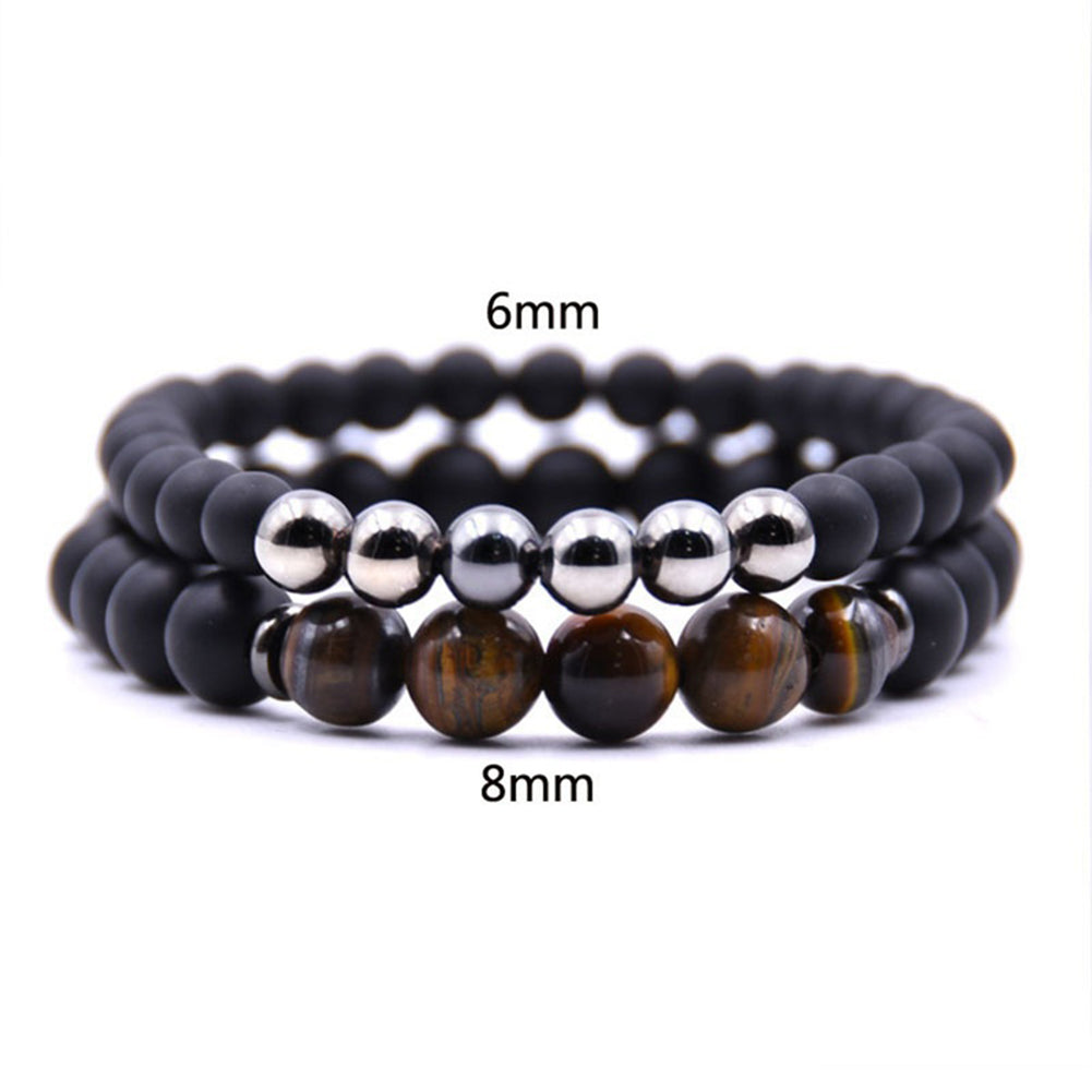 2Pcs Unisex Club Pub Jewelry Fashion Natural Stone Buddha Yoga Bracelets Set