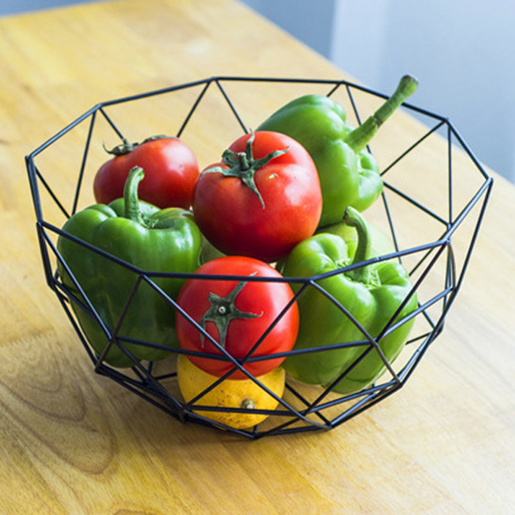 Modern Geometric Wire Basket Fruit Storage Bowl Tableware Display Rack Holder