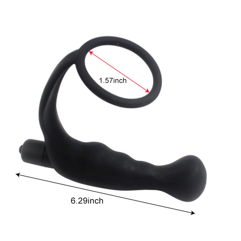 Men Silicone G-spot Vibration Penis Ring Anal Plug Massager Adult Sexual Toys