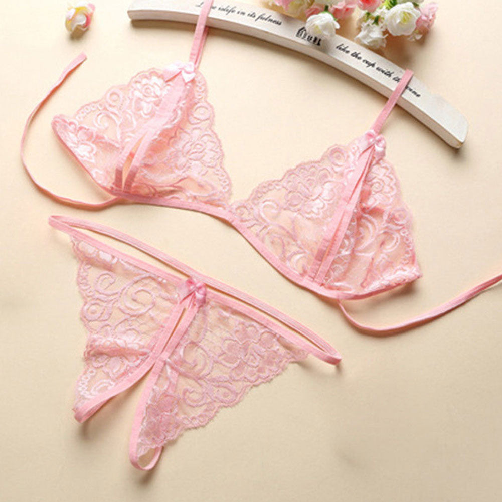Women Fashion Sexy Babydoll Sleepwear Underwear Bra G-string Open Crotch Gift