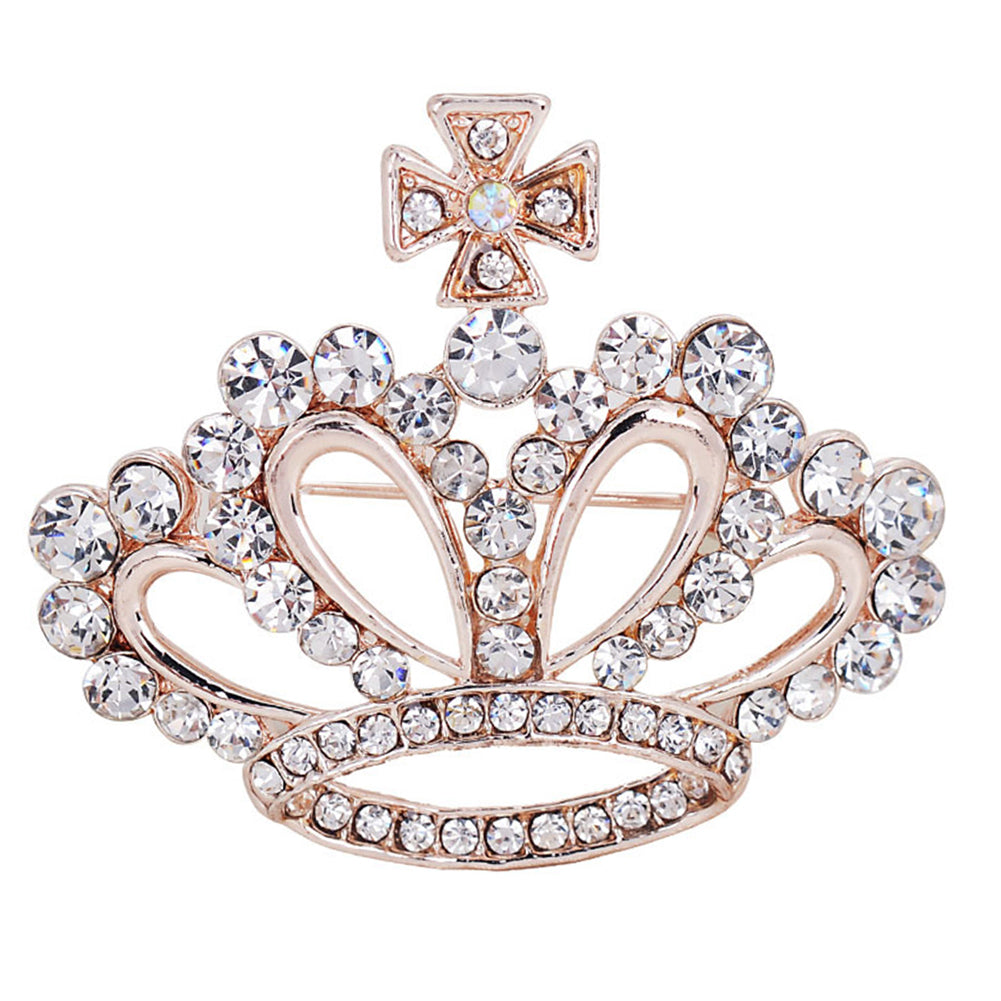 Shiny Rhinestone Crown Shape Fashion Women Brooch Pin Evening Party Jewelry Gift