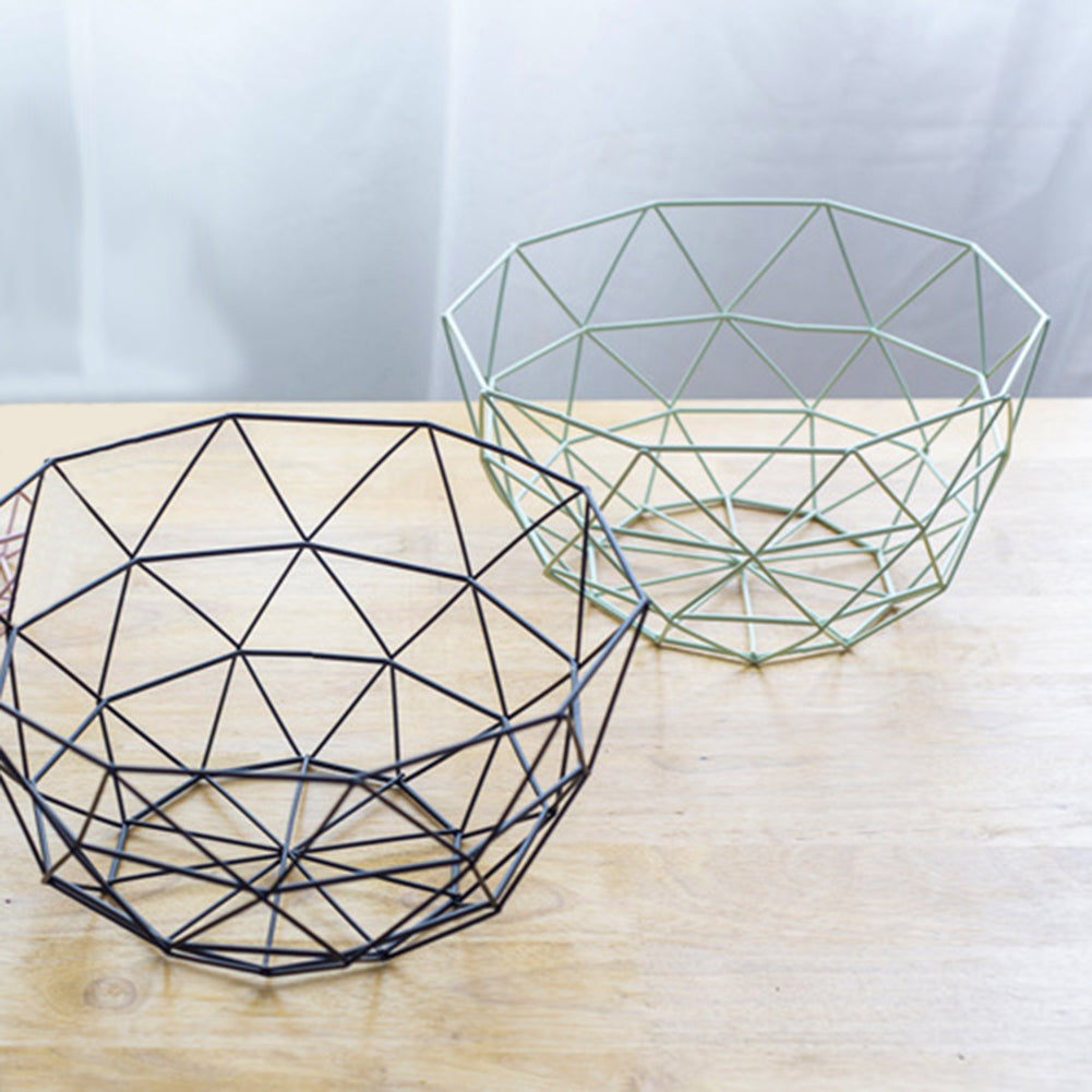 Modern Geometric Wire Basket Fruit Storage Bowl Tableware Display Rack Holder