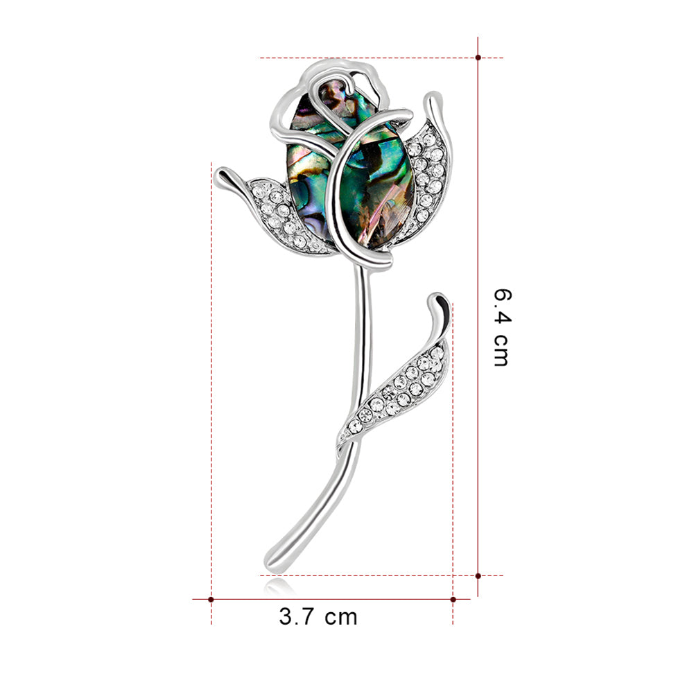 Fashion Rose Flower Colorful Shell Rhinestone Brooch Pin Women Scarf Jewelry