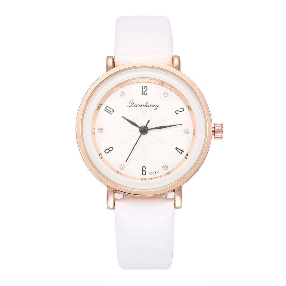 Women Fashion Rhinestone Inlaid Quartz Arabic Numbers Shopping Date Wrist Watch