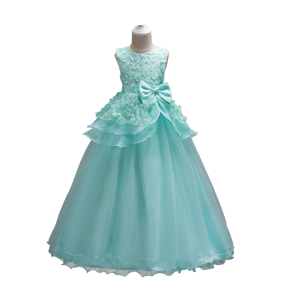 Pretty Little Princess Girl Long Sleeveless Formal Evening Dress Party Ballgown