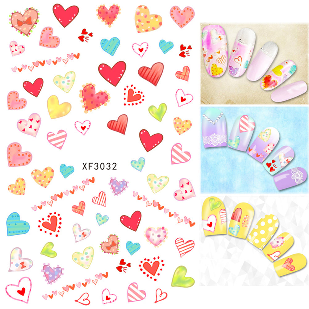 Fashion Flower Cat Heart Nail Art Sticker Decal Manicure Nail Tip Decoration
