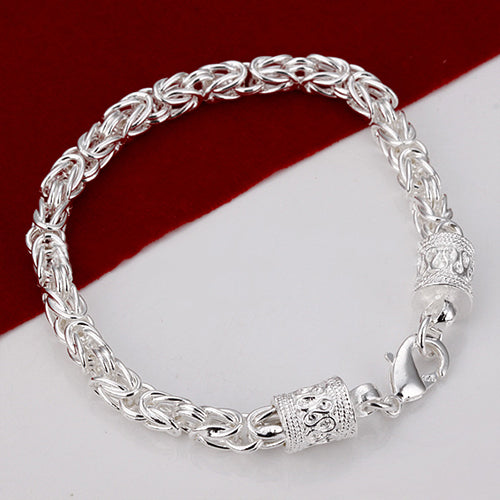 Women Fashion Simple Design Silver Plated Charm Jewelry Chain Bangle Bracelet