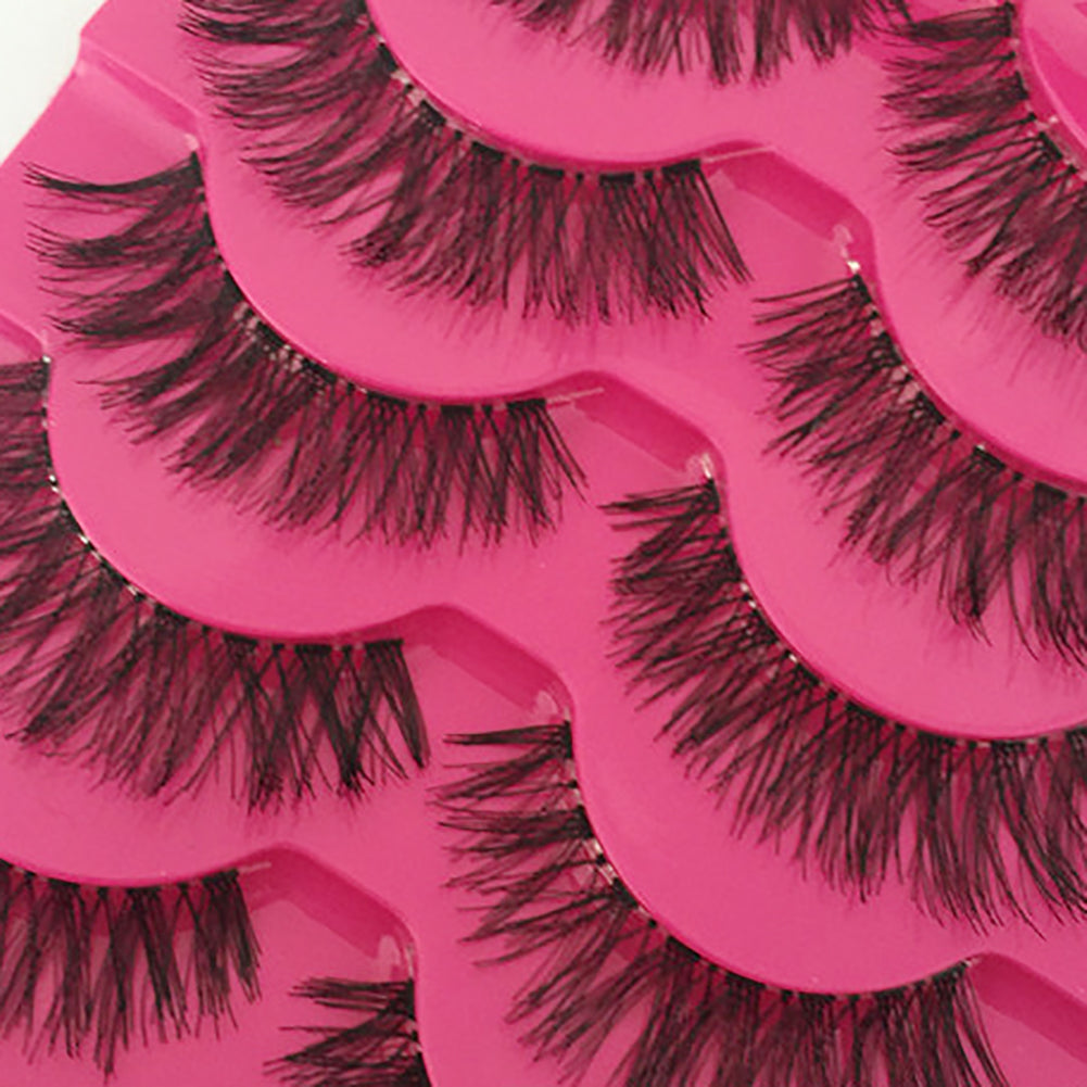 5 Pairs Makeup Natural Plastic Transparent Stems Cross False Fake Eyelashes