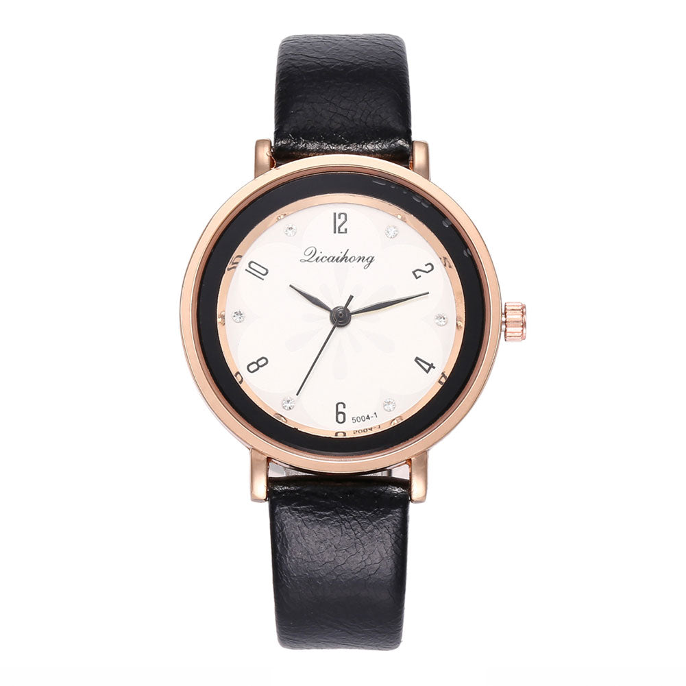 Women Fashion Rhinestone Inlaid Quartz Arabic Numbers Shopping Date Wrist Watch