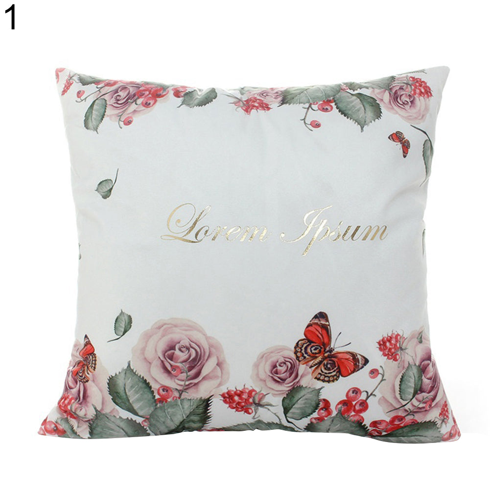 Floral Shining Gilding Pattern Print Pillow Cushion Cover Case Car Home Decor
