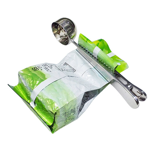 Stainless Steel Kitchen Ground Coffee Measuring Scoop Spoon with Bag Seal Clip