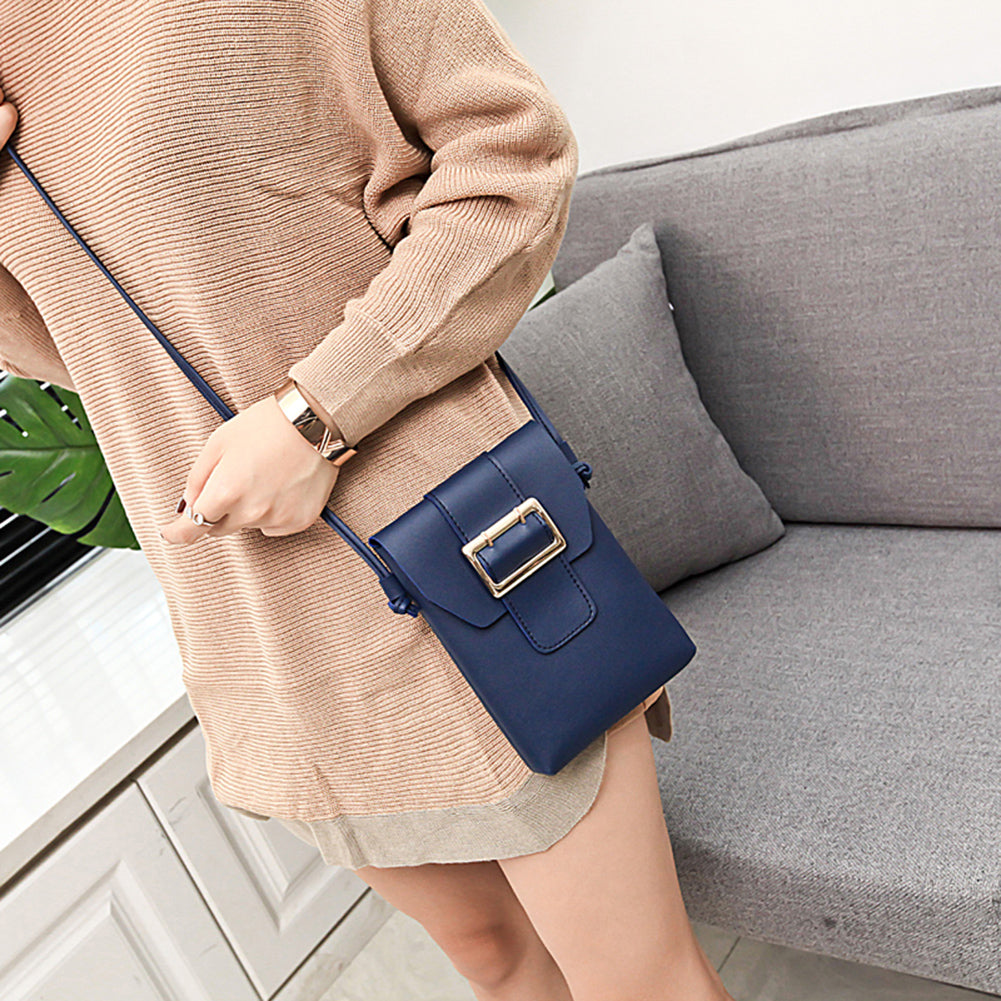 Women Fashion Small Faux Leather Cross Body Bag Shoulder Phone Solid Color Purse